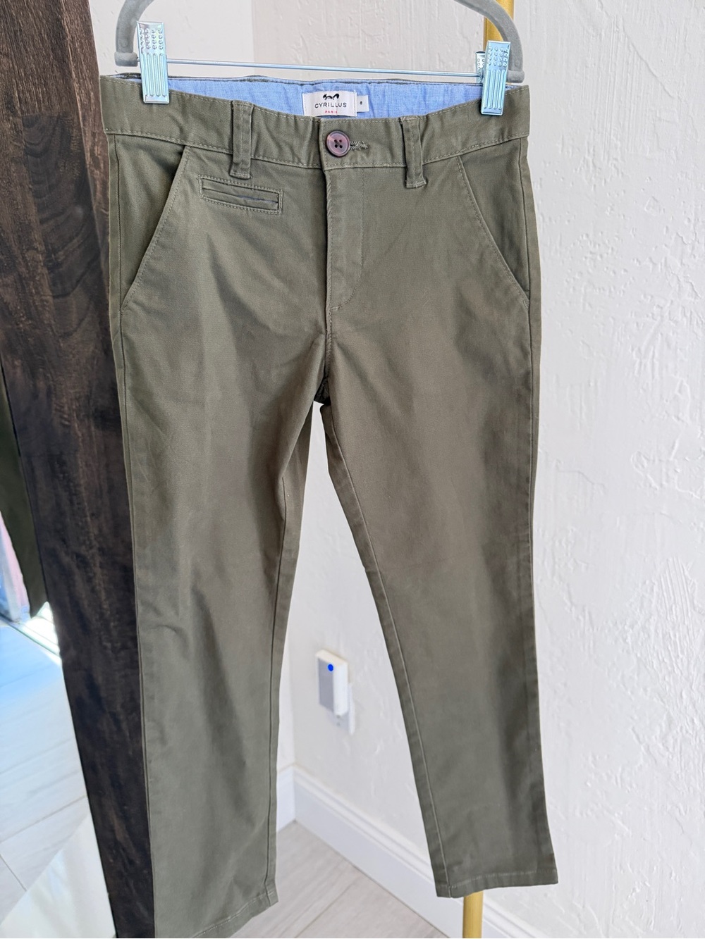 Cyrillus Boys Olive Chino Pants Size 8 Like New French Brand Cotton